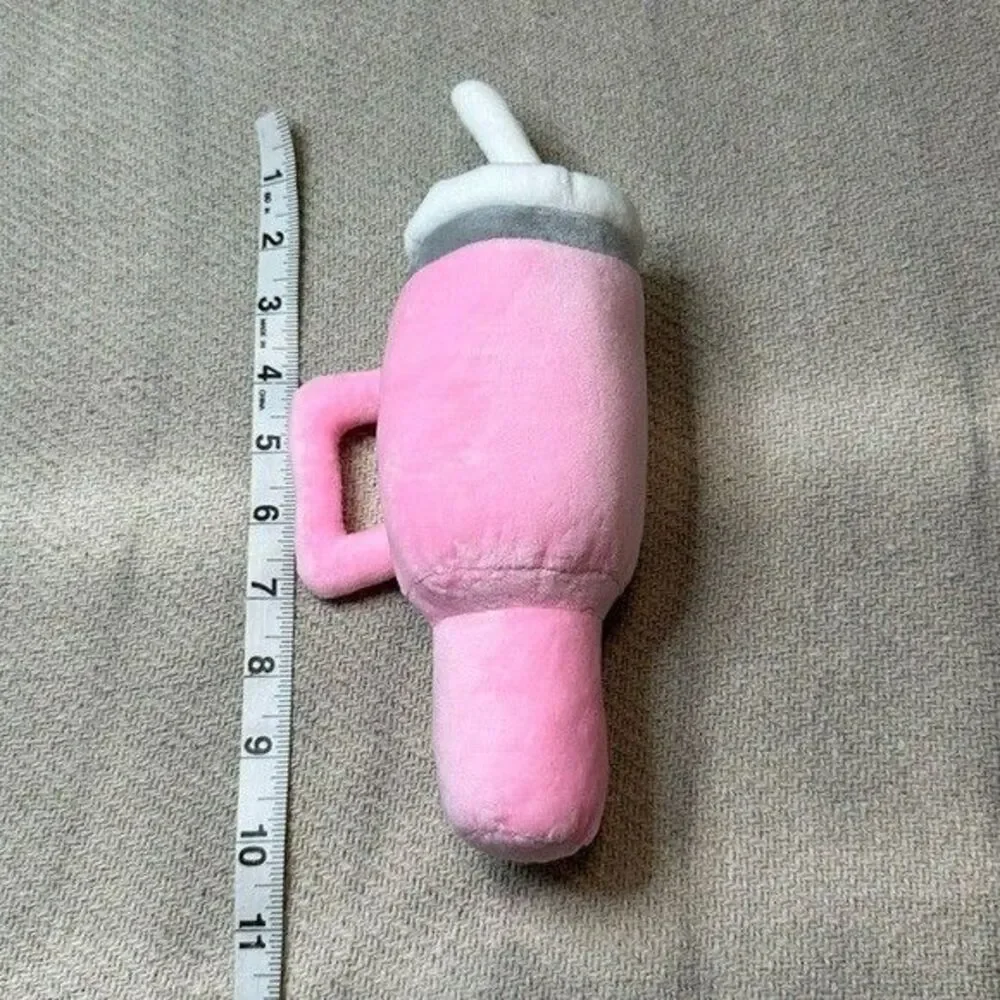NEW Water Drink Tumbler Cup Plush Dog Toy Pink Cute Gift Puppy Squeaky Stanley
